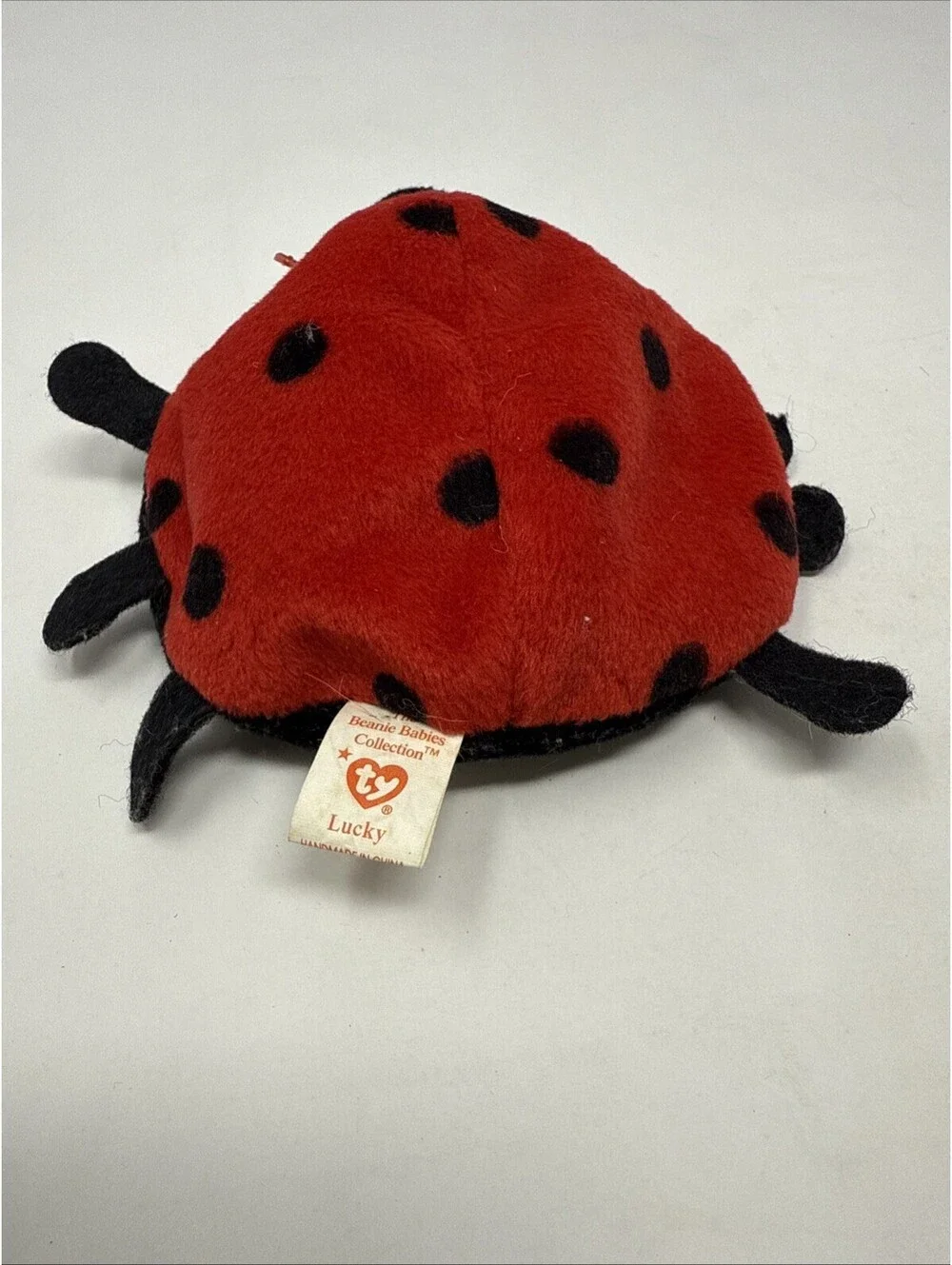 PVC Pellets Lucky The  Ladybug Black & Red TY Beanie Baby Plush Toy